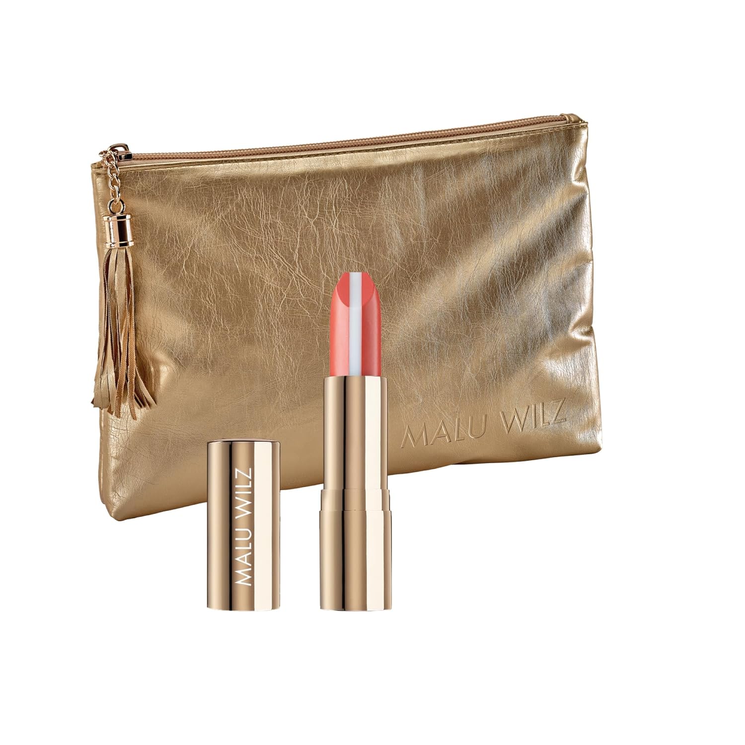 Malu Wilz Skin Care Set Triple Care Lipstick Nr. 30 + Kosmetiktasche Gold Malu Wilz Skin Care Set Triple Care Lipstick Nr. 30 + Kosmetiktasche Gold