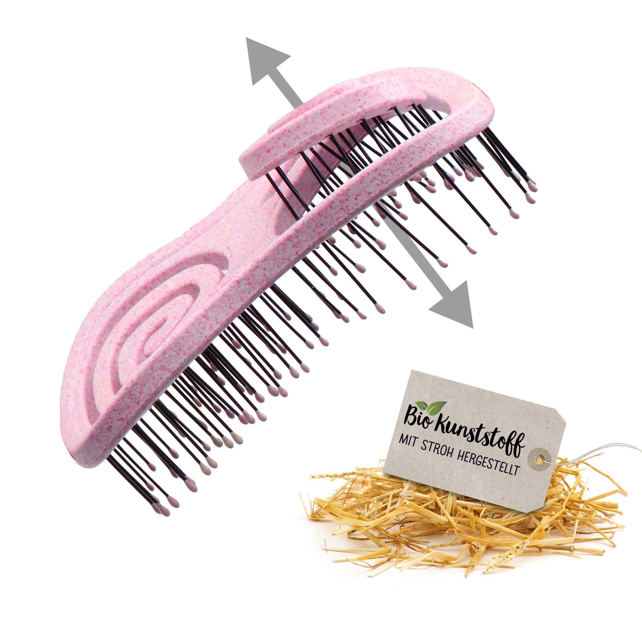 CHIARA AMBRA® Mini Bio Haarbürste mit Stroh - pink