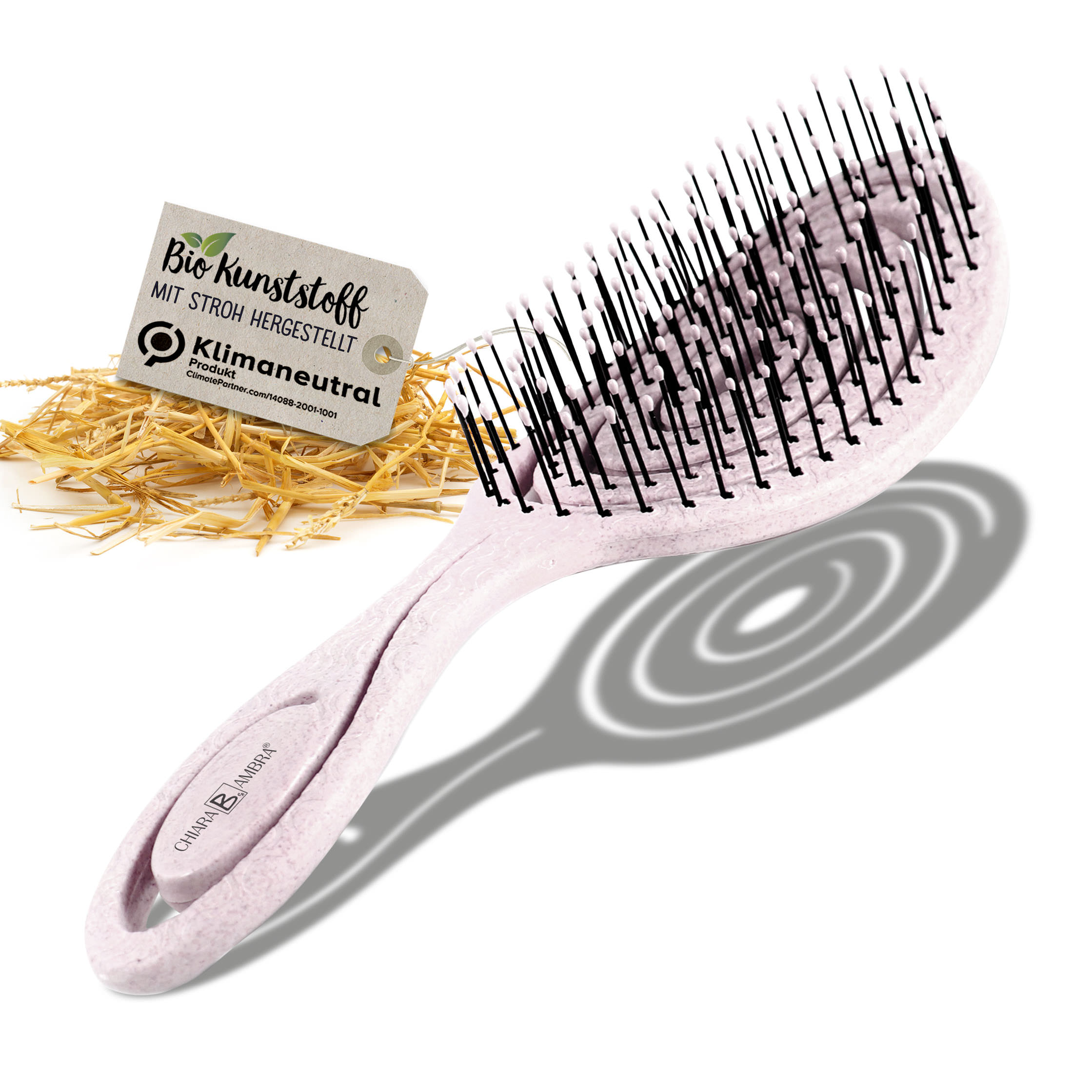 CHIARA AMBRA® Haarbürste mit Stroh pink